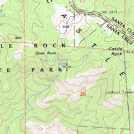 Topographic Map of Castle Rock Falls, CA