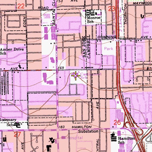 Topographic Map of Castlemont Elementary School, CA