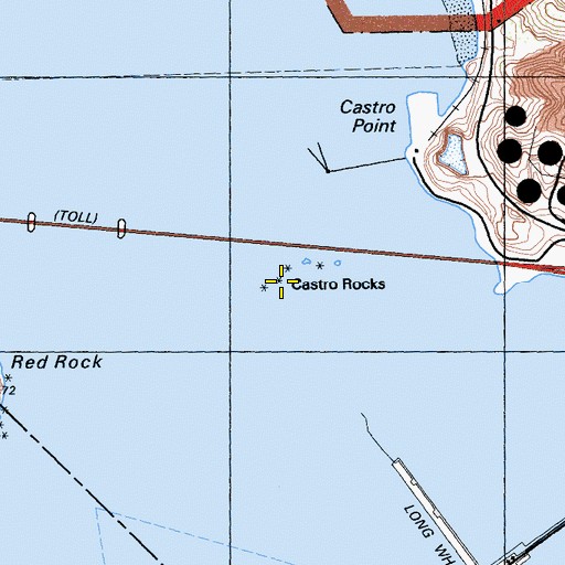 Topographic Map of Castro Rocks, CA