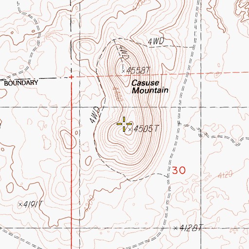 Topographic Map of Casuse Mountain, CA