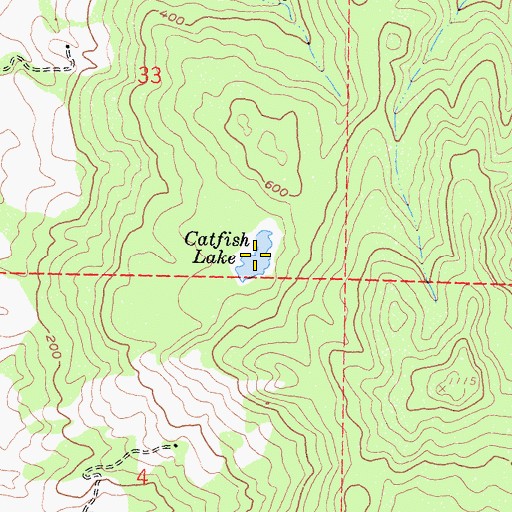 Topographic Map of Catfish Lake, CA