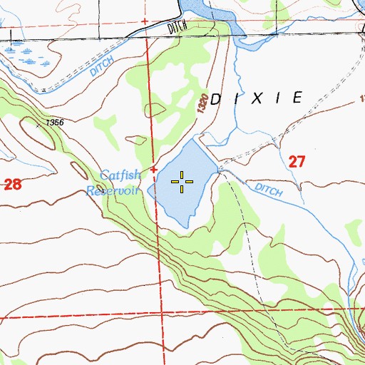 Topographic Map of Catfish Reservoir, CA