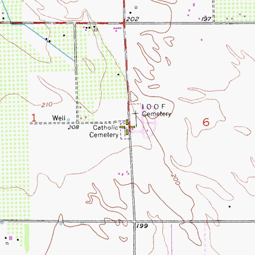 Topographic Map of Orland Catholic Cemetery, CA
