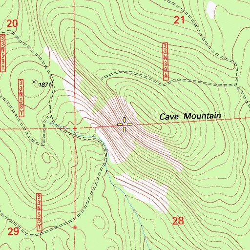 Topographic Map of Cave Mountain, CA