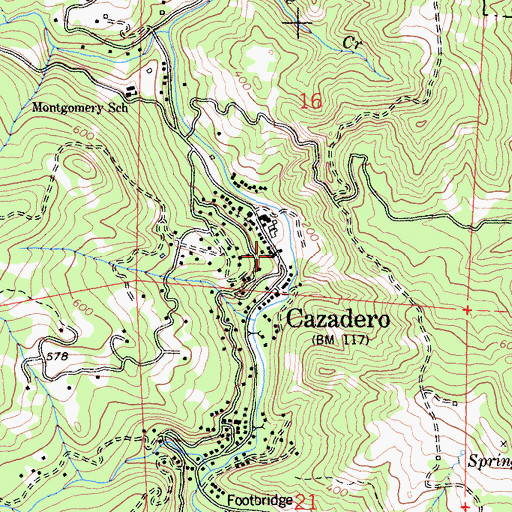 Topographic Map of Cazadero, CA