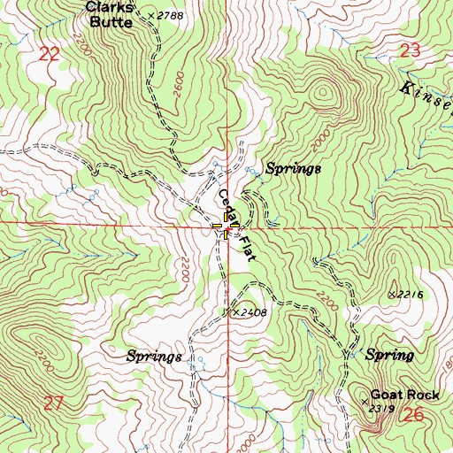 Topographic Map of Cedar Flat, CA
