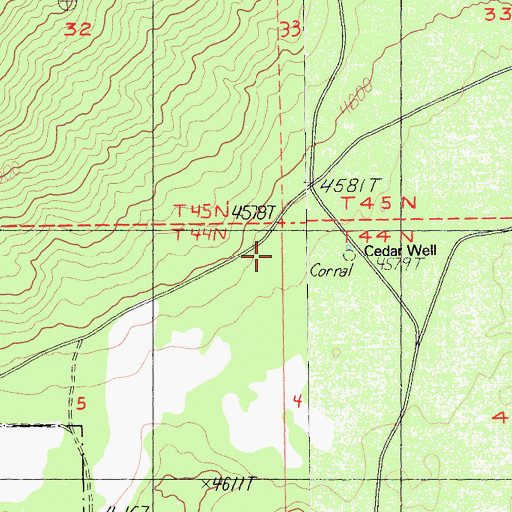 Topographic Map of Cedar Well, CA