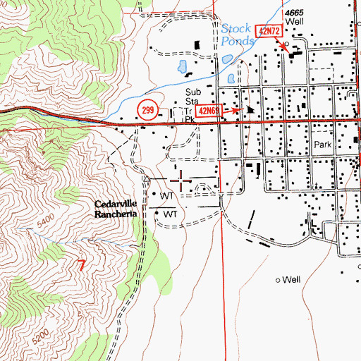 Topographic Map of Cedarville Rancheria, CA