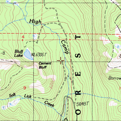 Topographic Map of Cement Bluff, CA