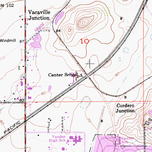 Topographic Map of Center School, CA