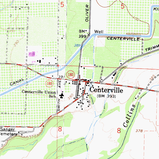 Topographic Map of Centerville, CA