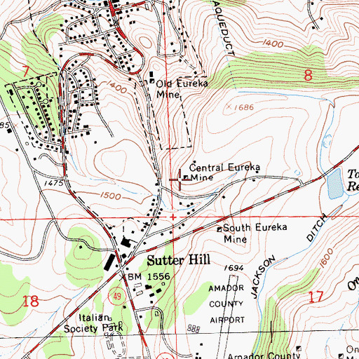 Topographic Map of Central Eureka Mine, CA