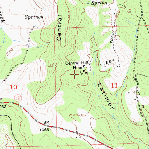 Topographic Map of Central Hill Mine, CA