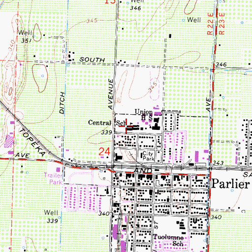 Topographic Map of Mathew J Brletic Elementary School, CA