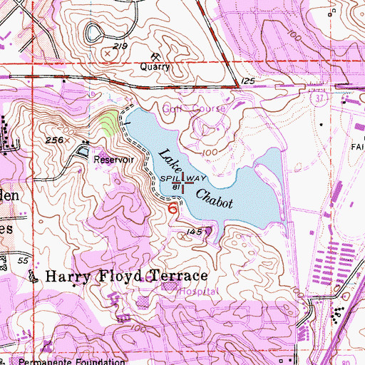 Topographic Map of Lake Chabot, CA