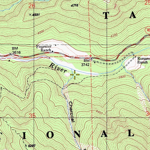 Topographic Map of Charcoal Ravine, CA