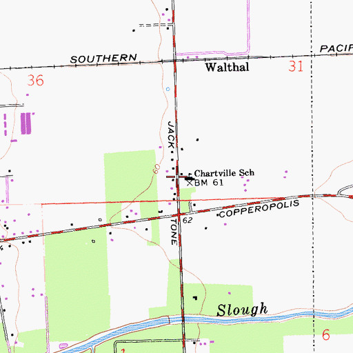 Topographic Map of Chartville School, CA
