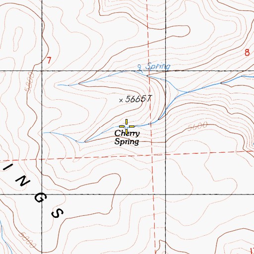 Topographic Map of Cherry Spring, CA