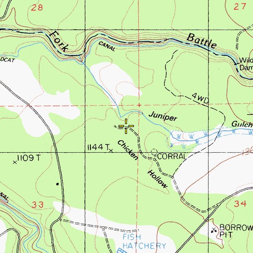Topographic Map of Chicken Hollow, CA