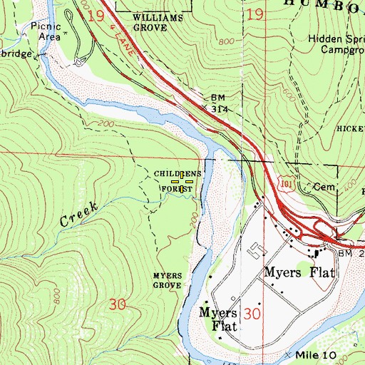 Topographic Map of Childrens Forest, CA