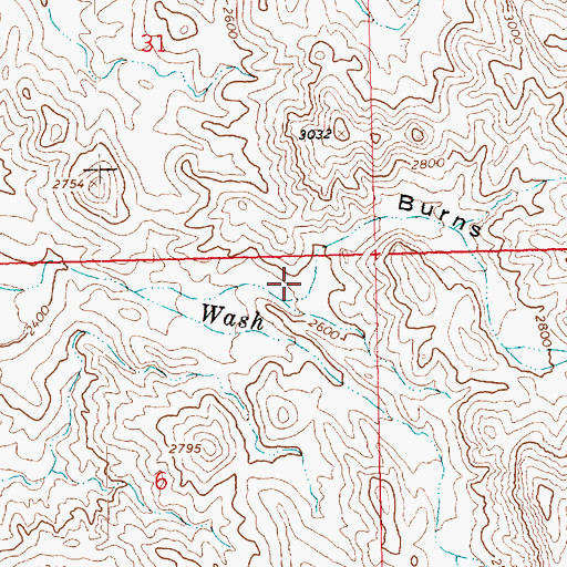 Topographic Map of Burns Spring Canyon, AZ