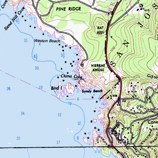Topographic Map of China Cove, CA