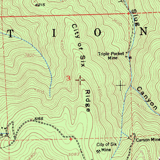 Topographic Map of City of Six Ridge, CA
