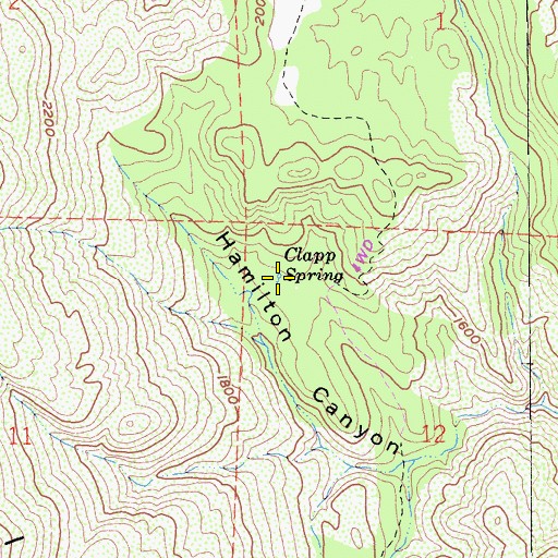 Topographic Map of Clapp Spring, CA