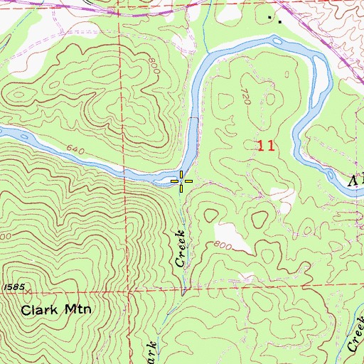 Topographic Map of Clark Creek, CA