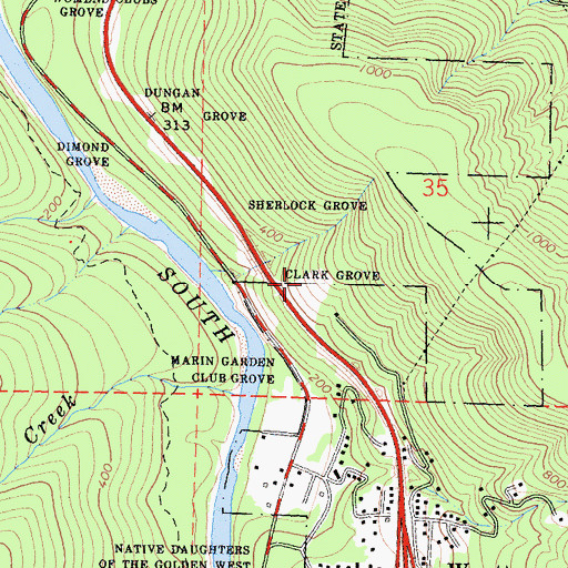 Topographic Map of Clark Grove, CA
