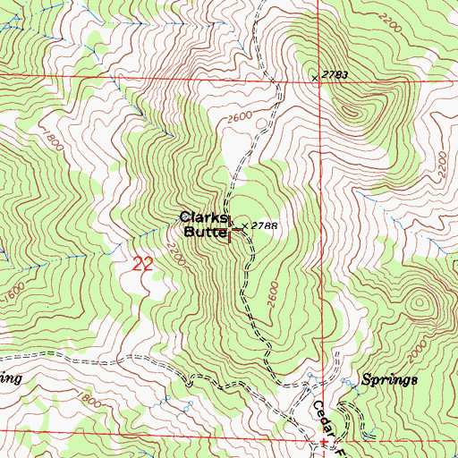 Topographic Map of Clarks Butte, CA