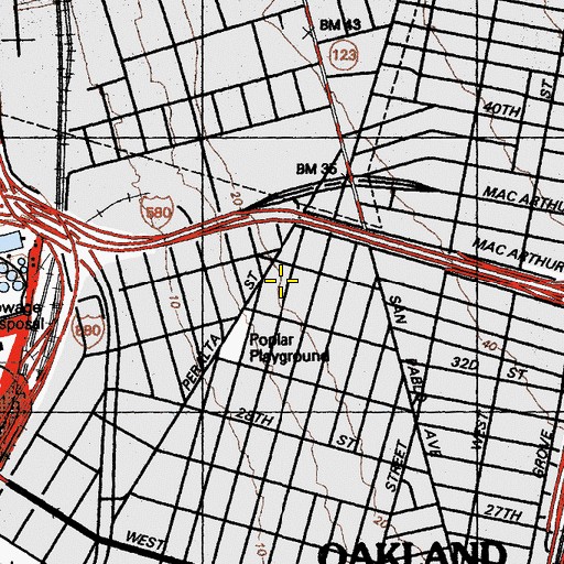Topographic Map of Clawson School, CA