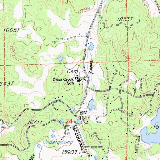Topographic Map of Clear Creek Elementary School, CA