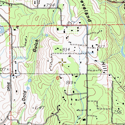 Topographic Map of Cleveland Hill, CA