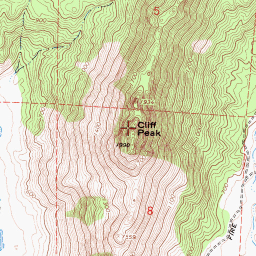 Topographic Map of Cliff Peak, CA