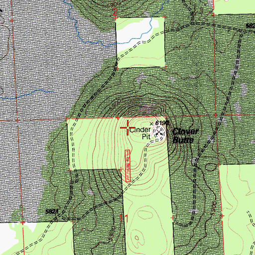 Topographic Map of Clover Butte, CA