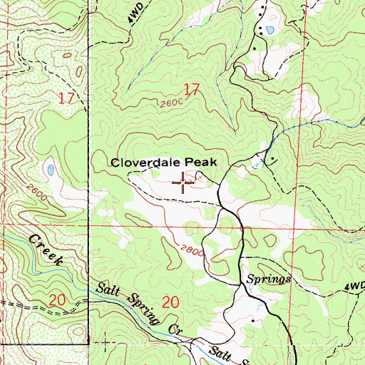 Topographic Map of Cloverdale Peak, CA