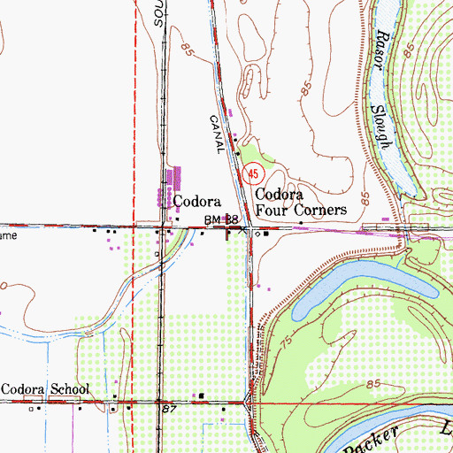 Topographic Map of Codora Four Corners, CA