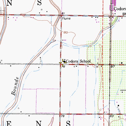 Topographic Map of Codora School, CA