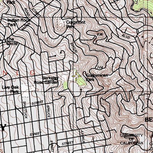 Topographic Map of Codornices Park, CA