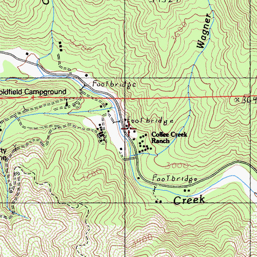 Topographic Map of Coffee Creek Ranch, CA