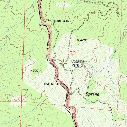 Topographic Map of Coggins Park, CA