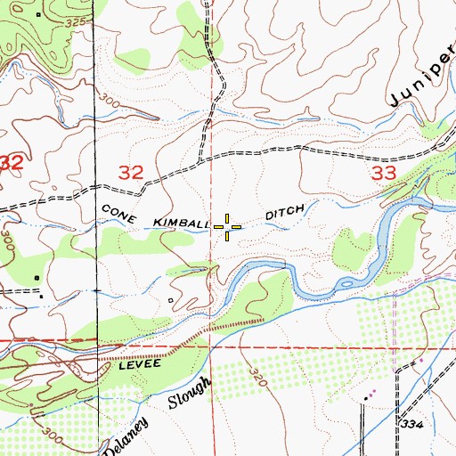 Topographic Map of Cone Kimball Ditch, CA