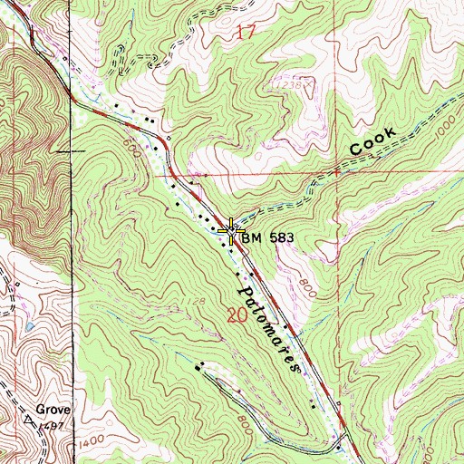 Topographic Map of Cook Canyon, CA