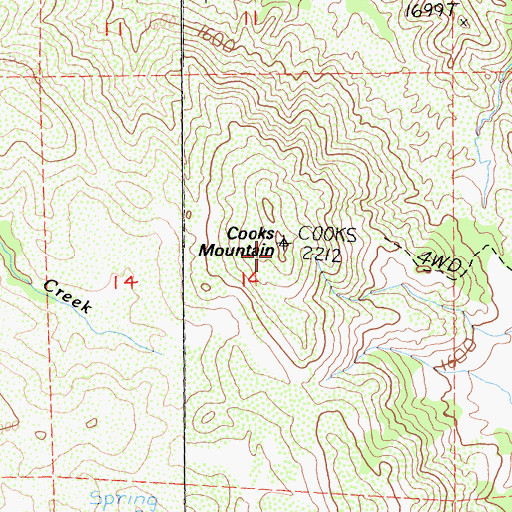 Topographic Map of Cooks Mountain, CA