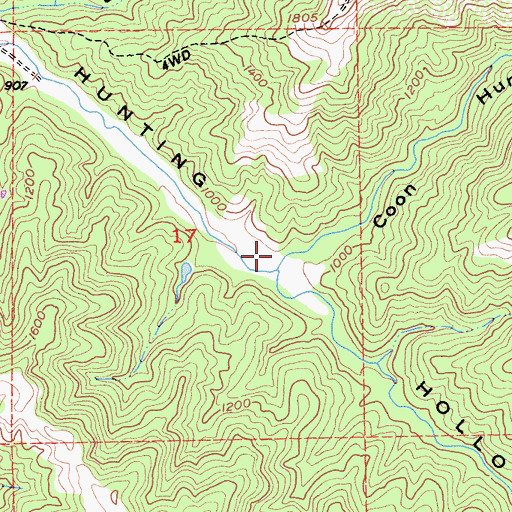 Topographic Map of Coon Hunters Gulch, CA