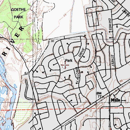 Topographic Map of Cordova Meadows Elementary School, CA