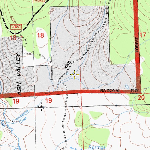Topographic Map of Cottonwood Canyon, CA
