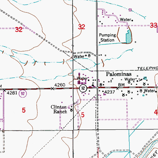Topographic Map of Palominas Elementary School, AZ