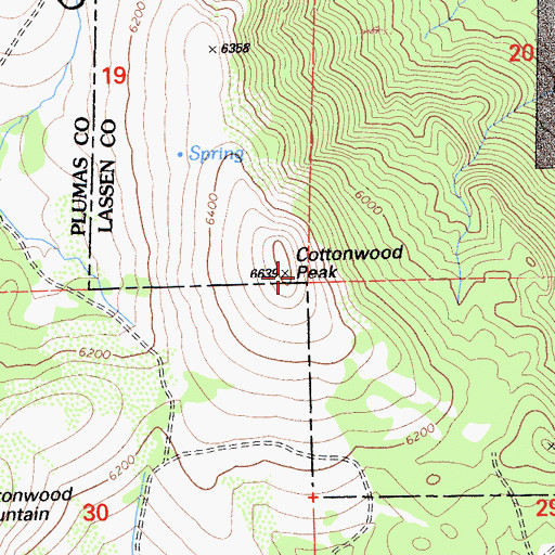 Topographic Map of Cottonwood Peak, CA